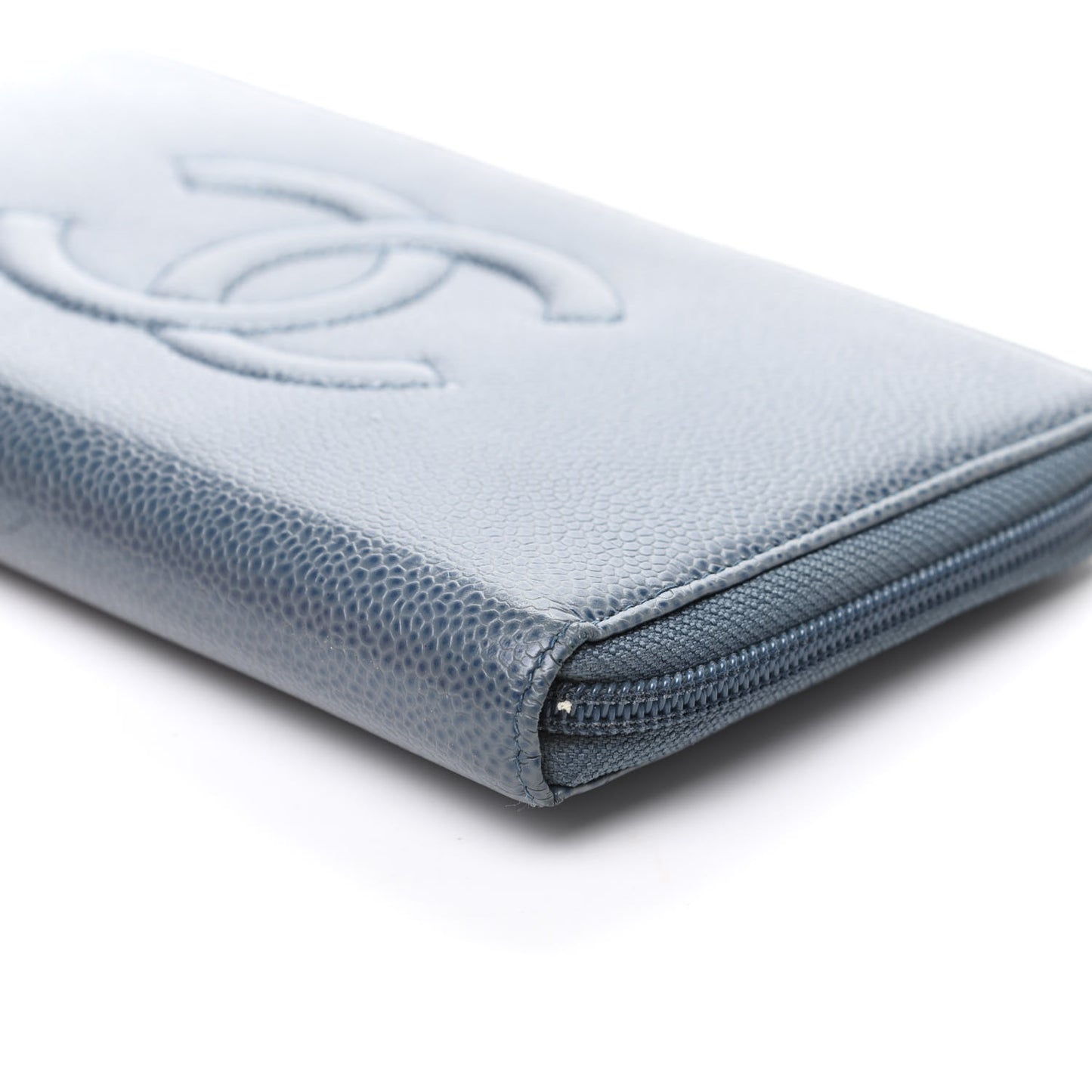 Caviar Large CC Timeless Zip Around Organizer Wallet Blue