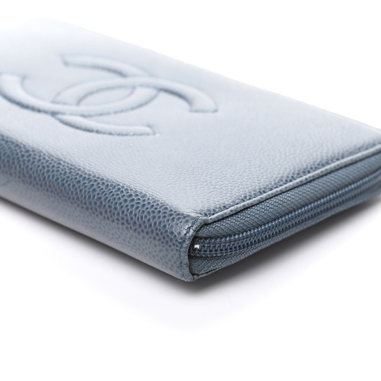Chanel Caviar Large CC Timeless Zip Around Organizer Wallet Blue 10 of 11