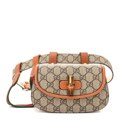 Gucci GG Supreme Monogram Web Bamboo Mini 1947 Belt Bag 95 38 Beige 1 of 10