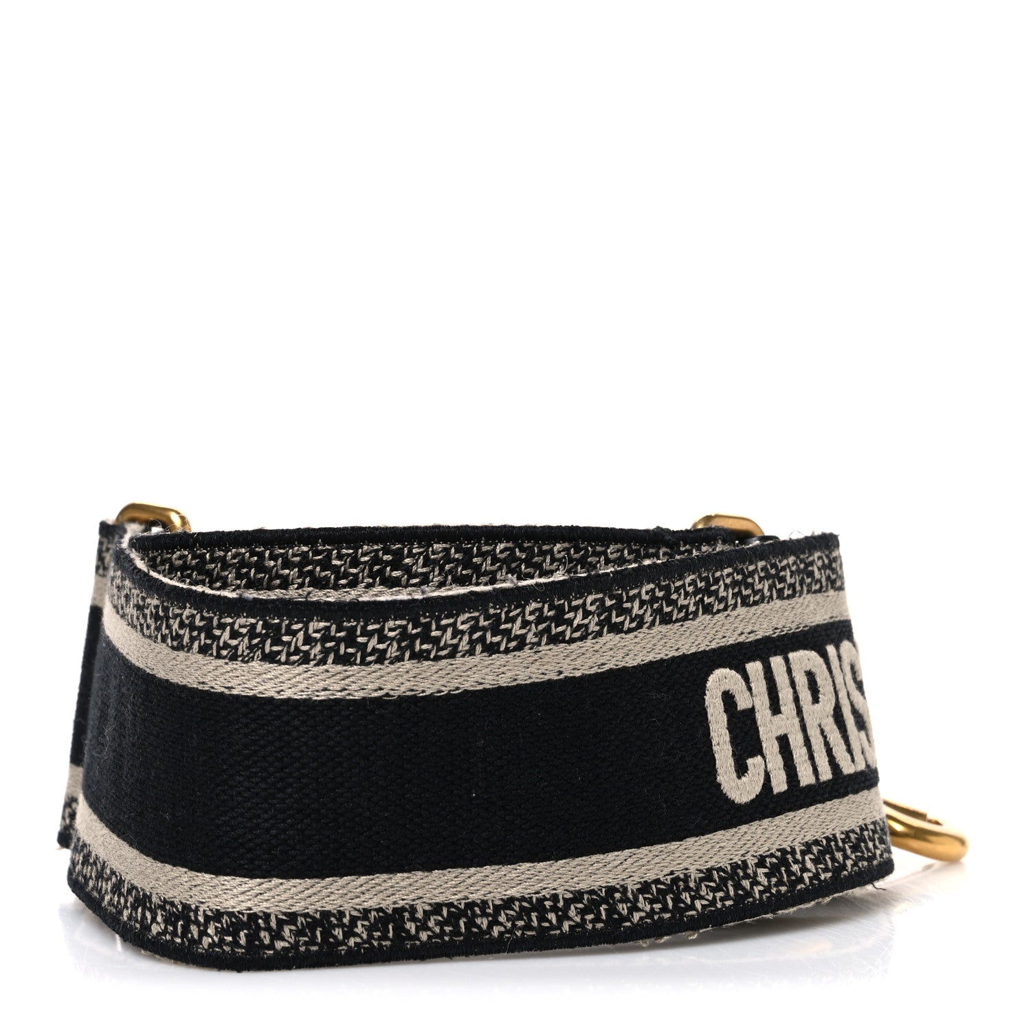 Christian Dior Canvas Embroidered Shoulder Strap Black 2 of 3