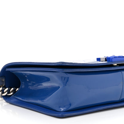 Chanel Patent Calfskin Quilted New Medium Plexiglass Boy Flap Blue 9 of 11