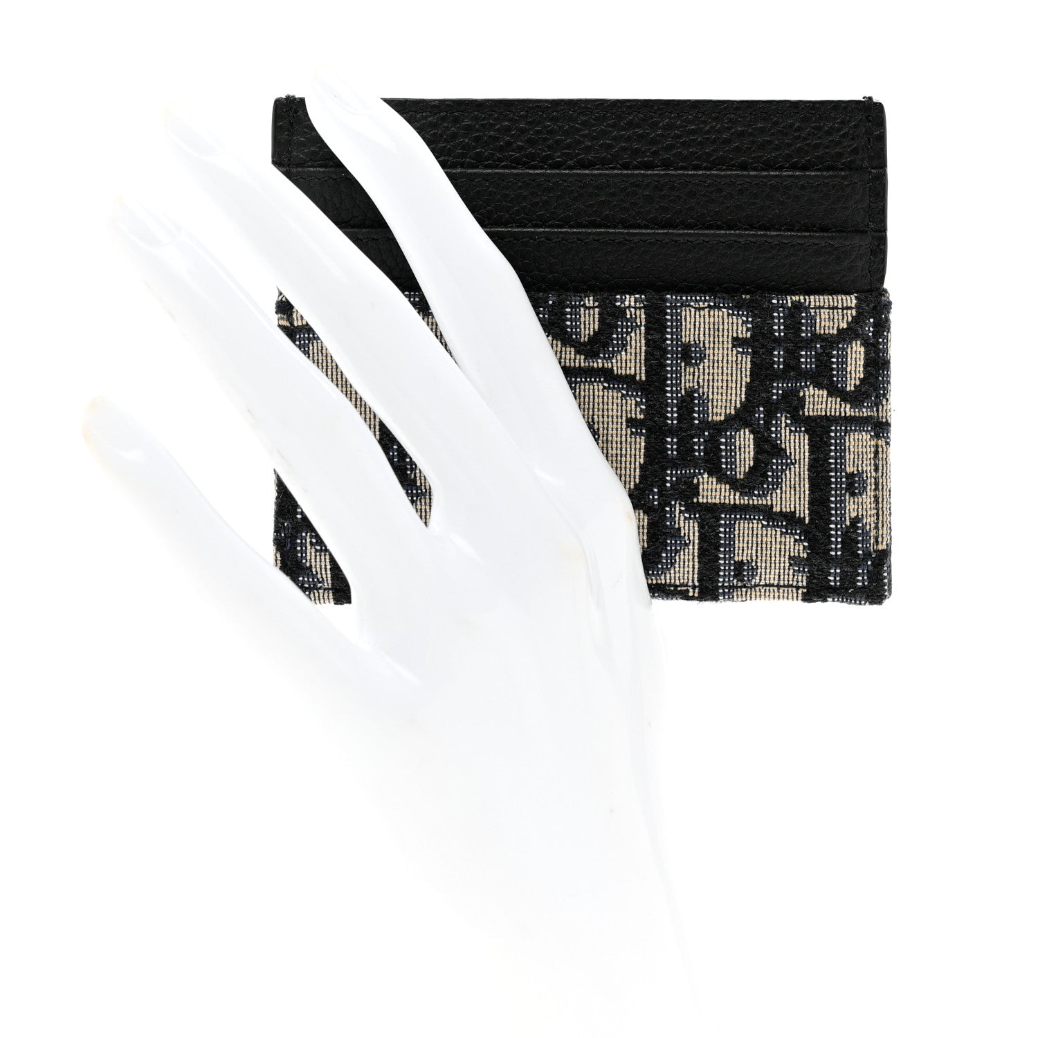 Christian Dior Grained Calfskin Oblique Card Holder Black 2 of 7