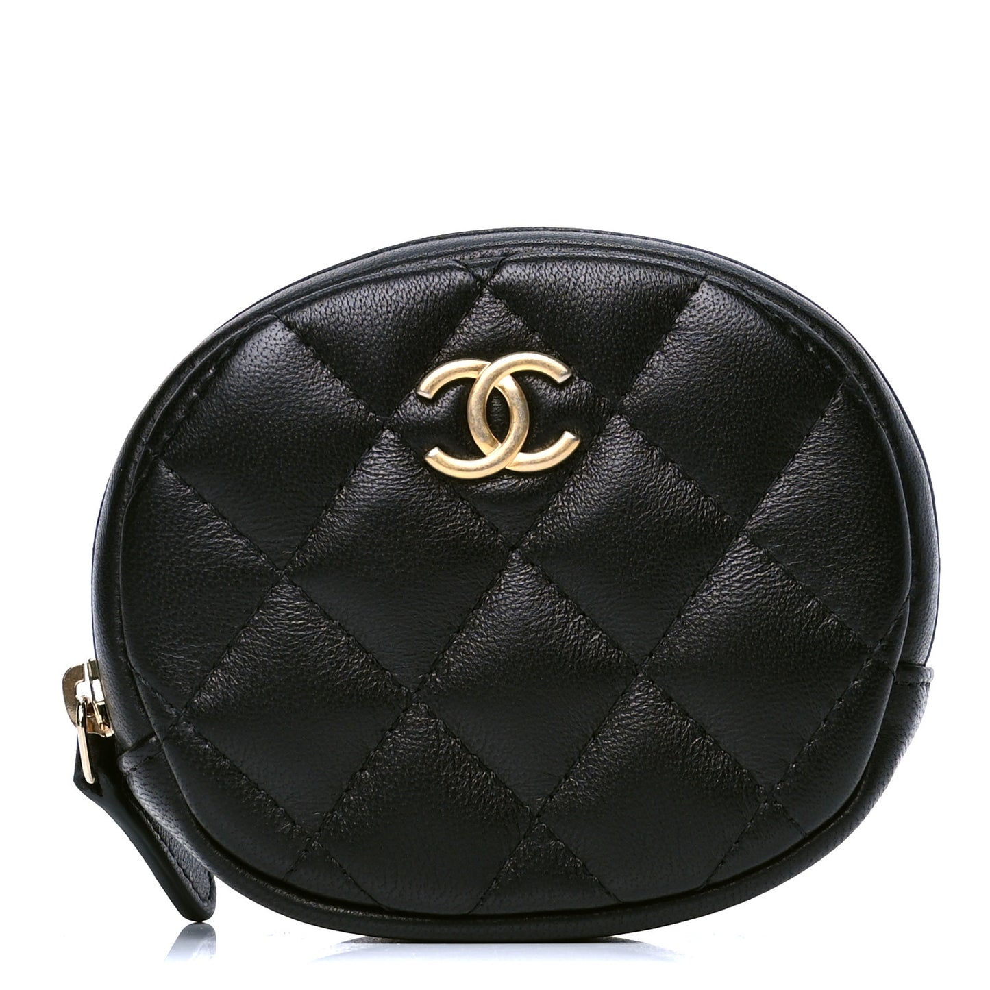 Lambskin Quilted Zip Around Classic Coin Purse Black