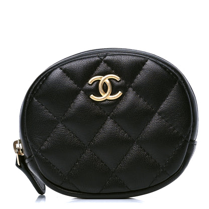 Chanel Lambskin Quilted Zip Around Classic Coin Purse Black 1 of 4