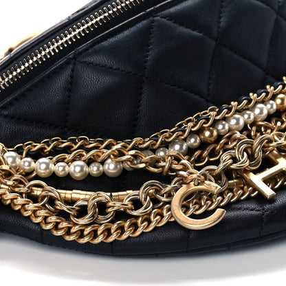 Chanel Lambskin Quilted All About Chains Waist Belt Bag Black 9 of 11