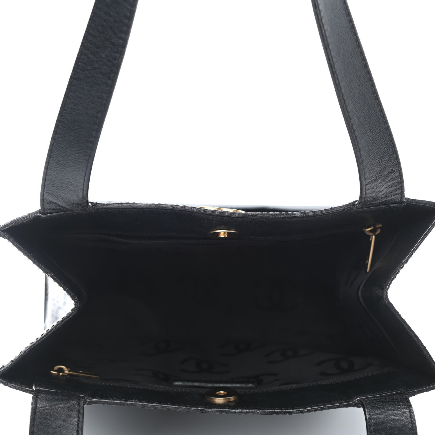 Chanel Patent Perforated Camellia Tote Black 5 of 10