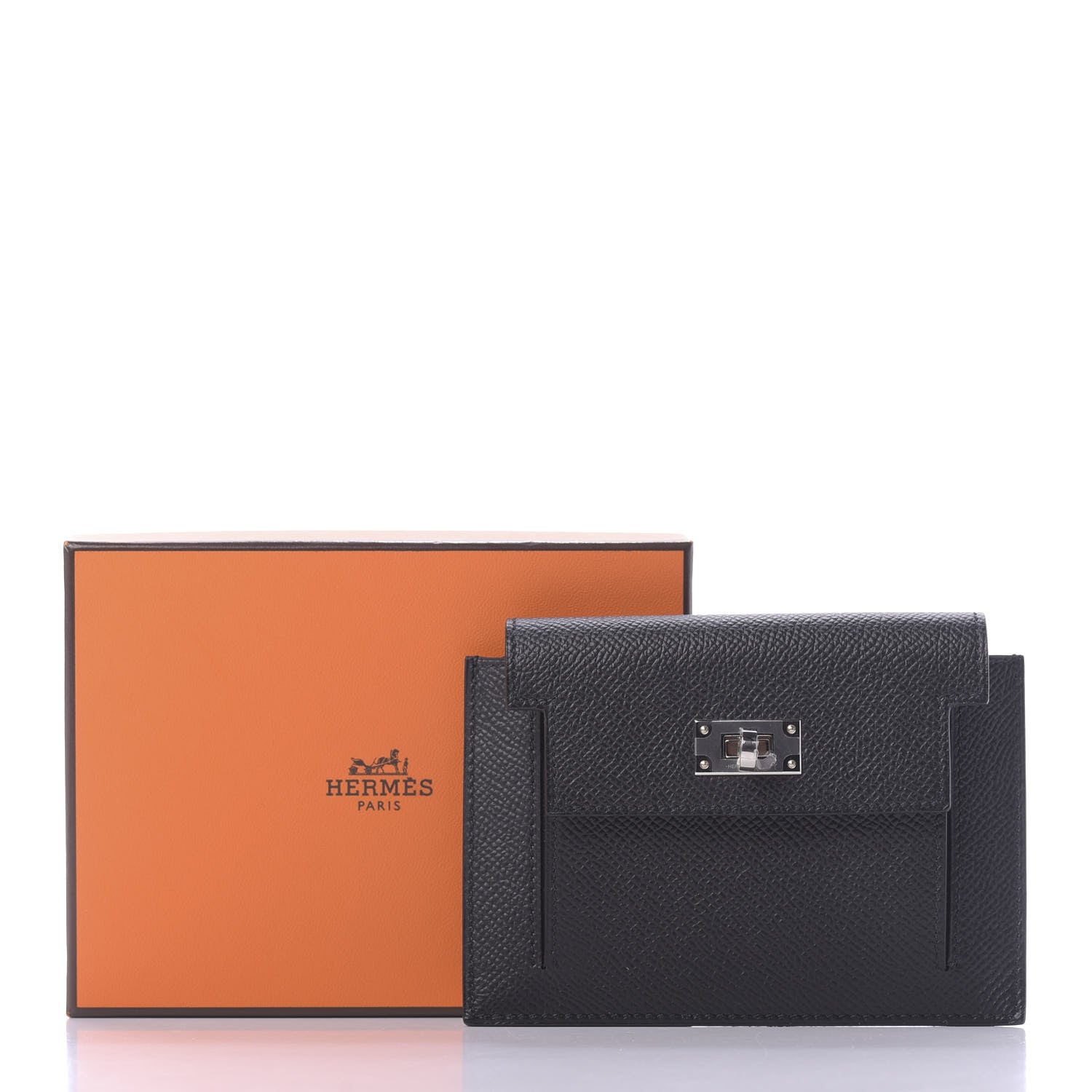 Hermes Epsom Kelly Pocket Compact Wallet Black 10 of 10