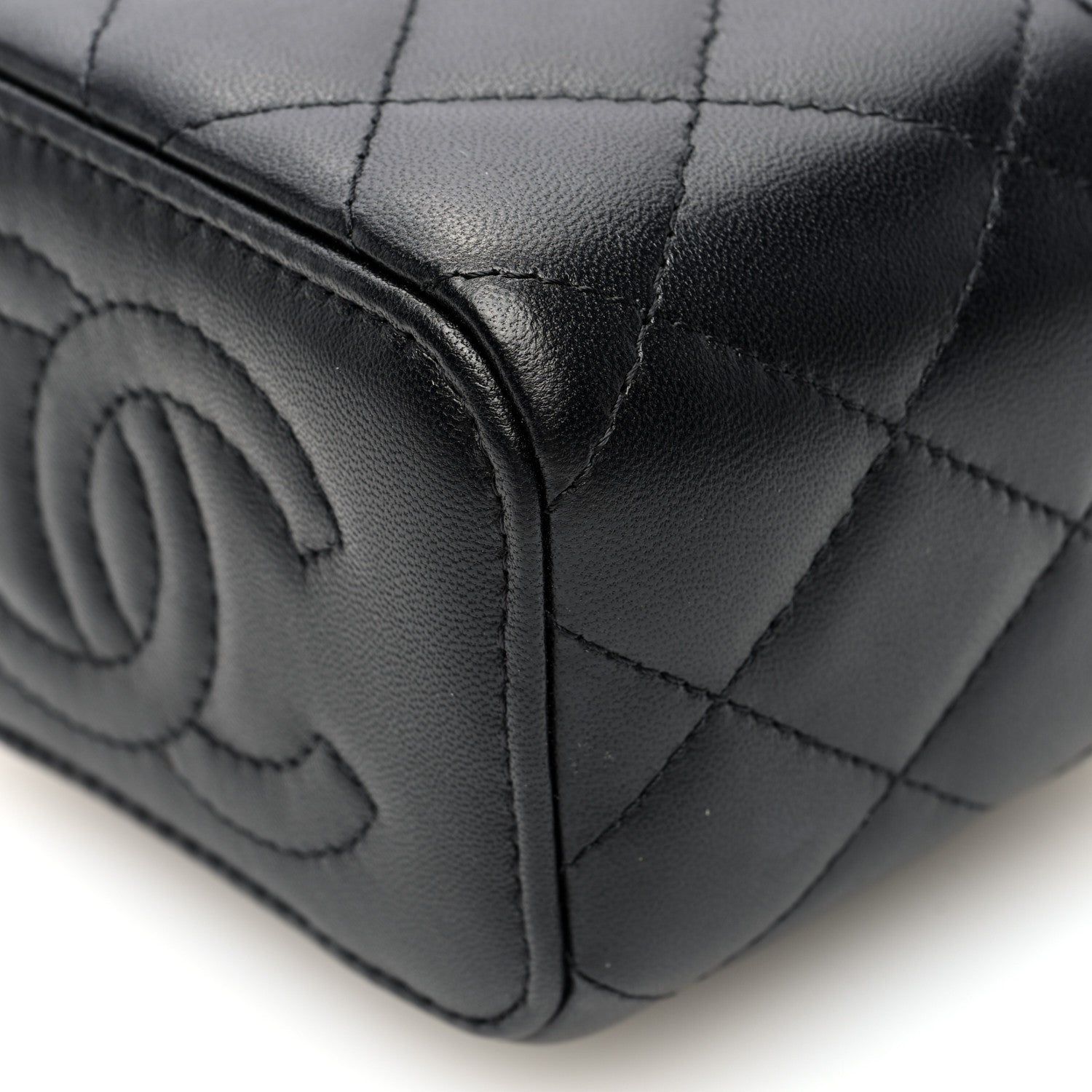 Chanel Lambskin Quilted Mini Vanity Case With Chain Black 10 of 10