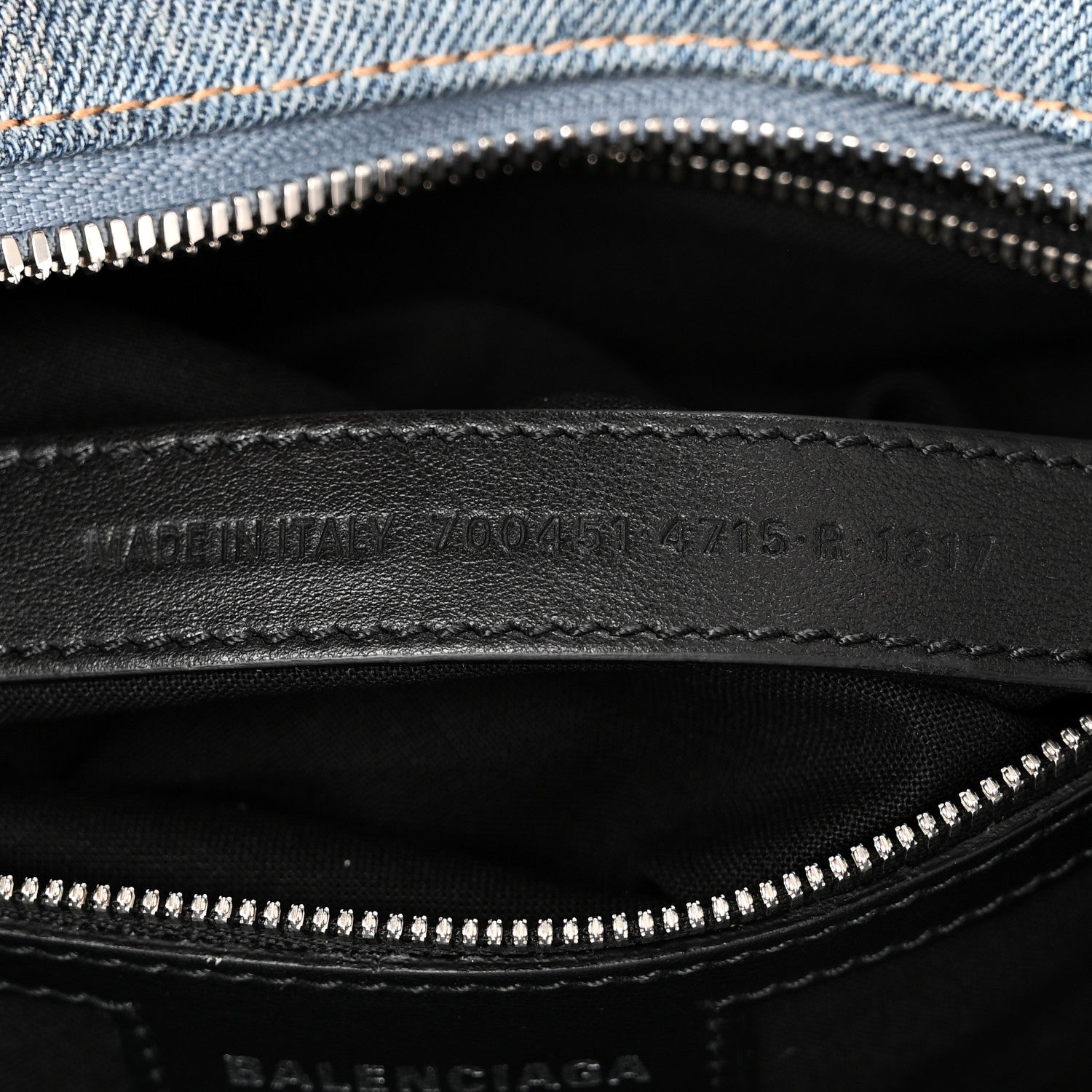 Balenciaga Washed Frayed Denim Crystal Neo Cagole City Handbag Blue 7 of 11