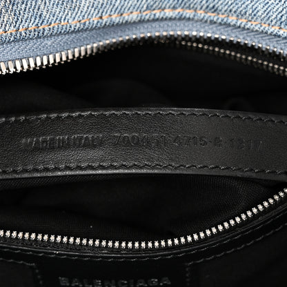 Balenciaga Washed Frayed Denim Crystal Neo Cagole City Handbag Blue 7 of 11