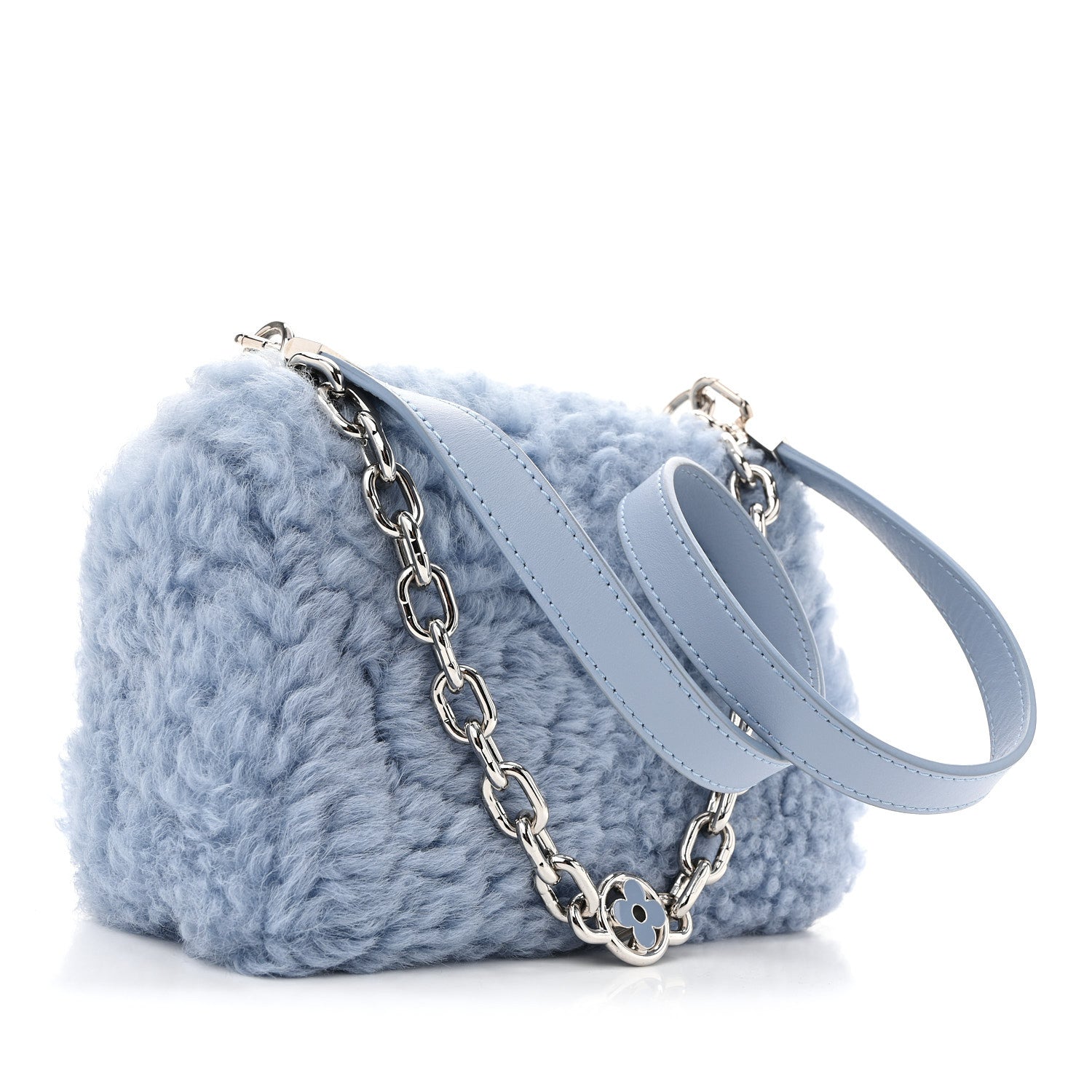 Louis Vuitton Shearling Twist Shoulder Bag MM Blue 1889931