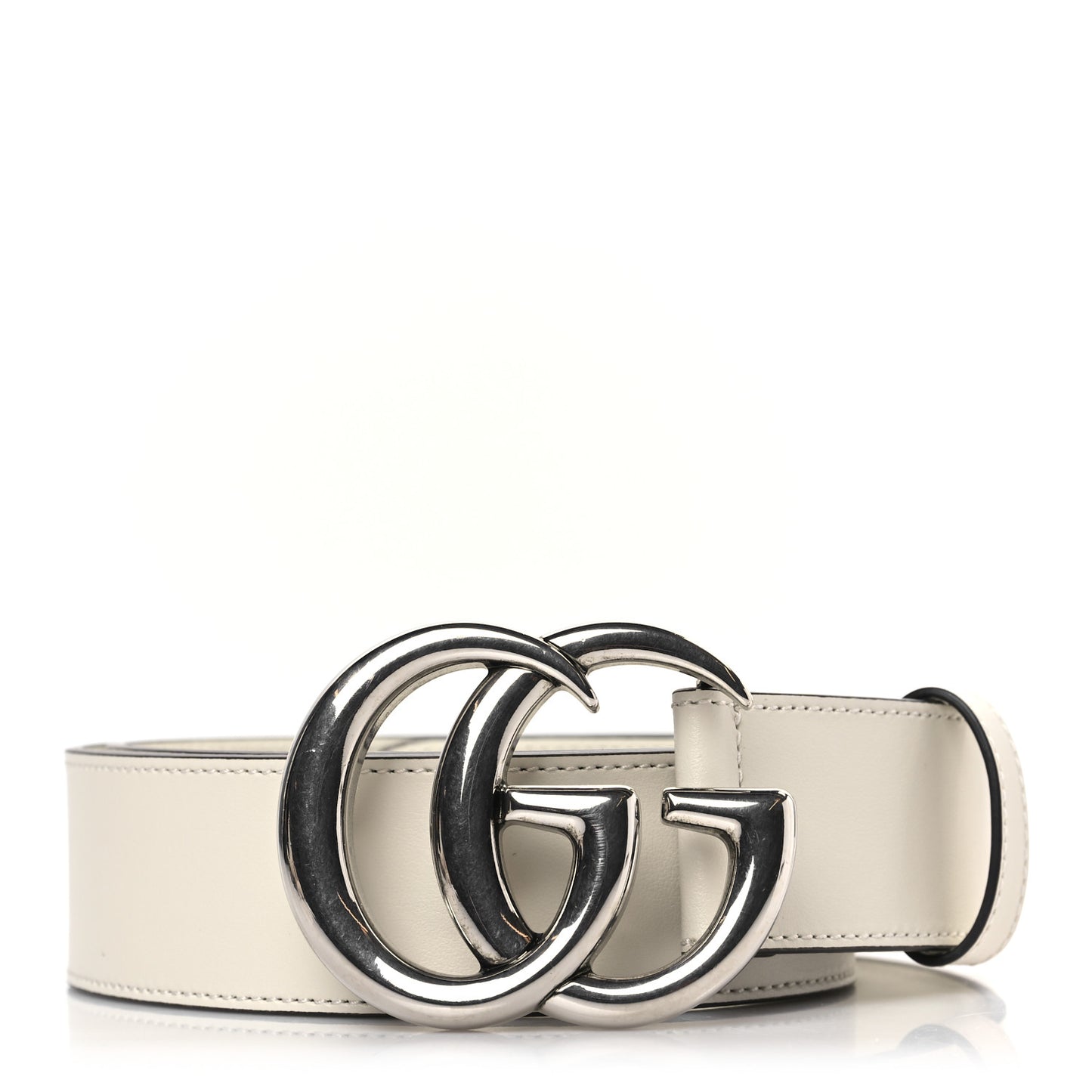 Plutone Calfskin Palladium Double G 40mm Belt 85 34 Mystic White