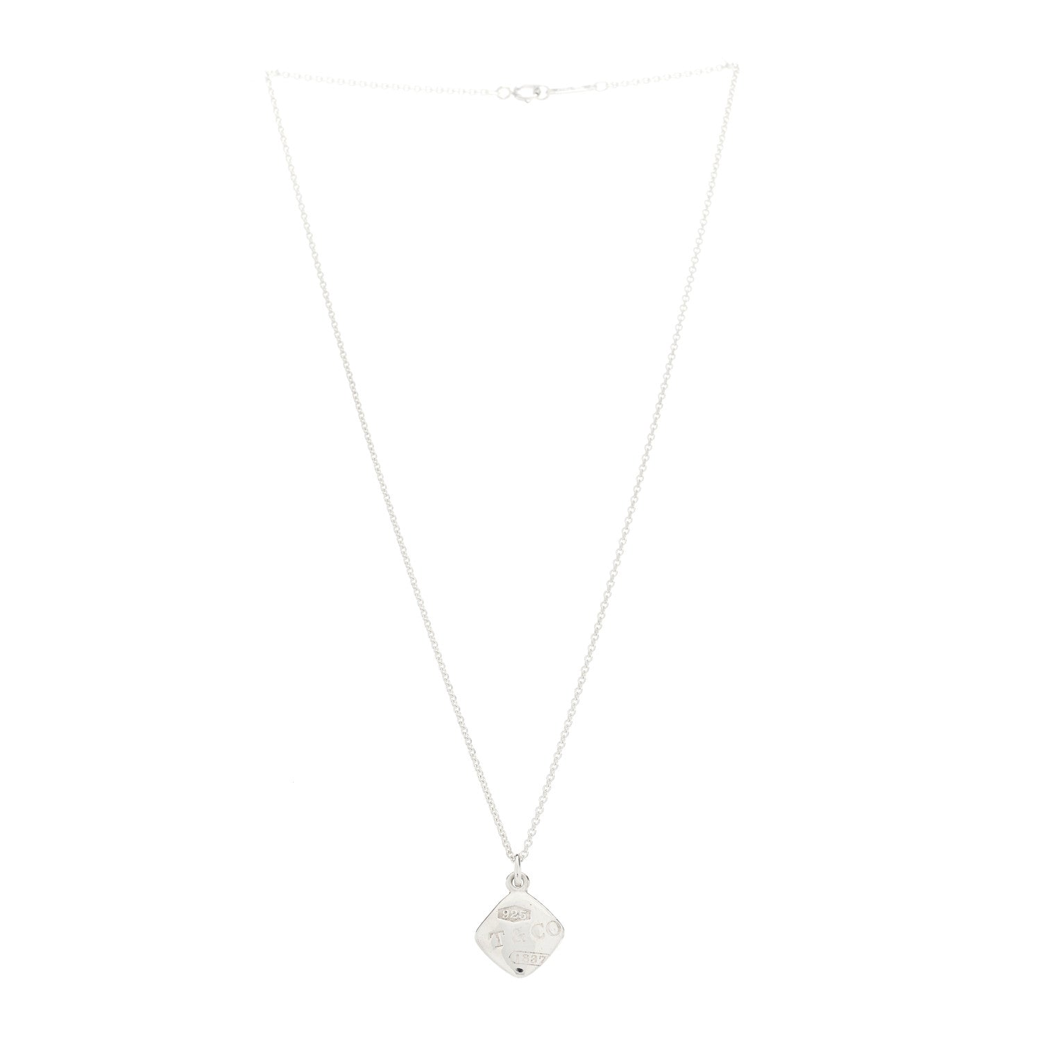 Tiffany Sterling Silver 1837 Square Pendant Necklace 3 of 5