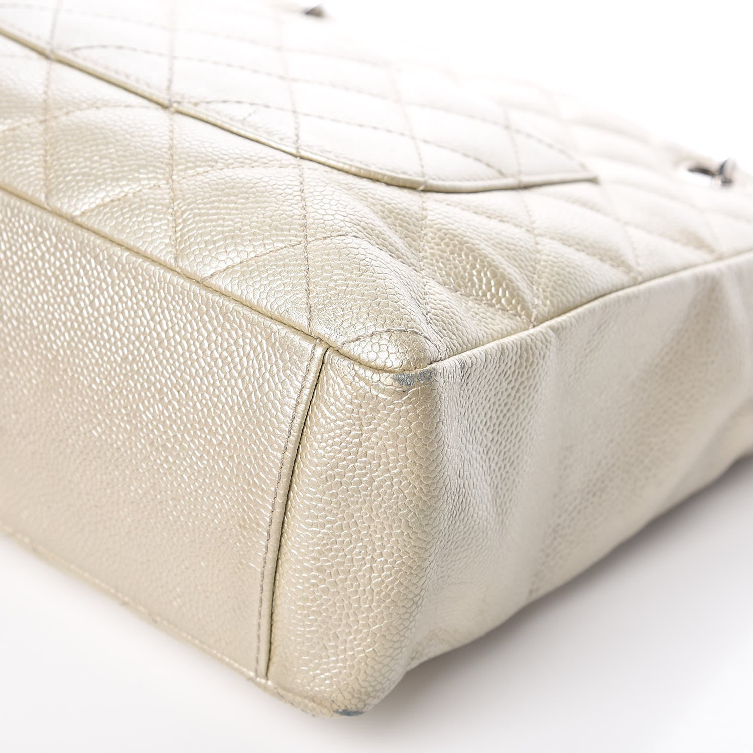 Chanel Metallic Caviar Quilted Petit Shopping Tote PST Pearl 22 of 34