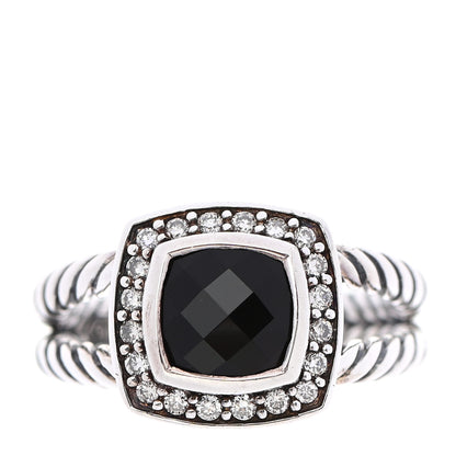 David Yurman Sterling Silver Diamond Black Onyx 7mm Petite Albion Ring 52 6 1 of 5