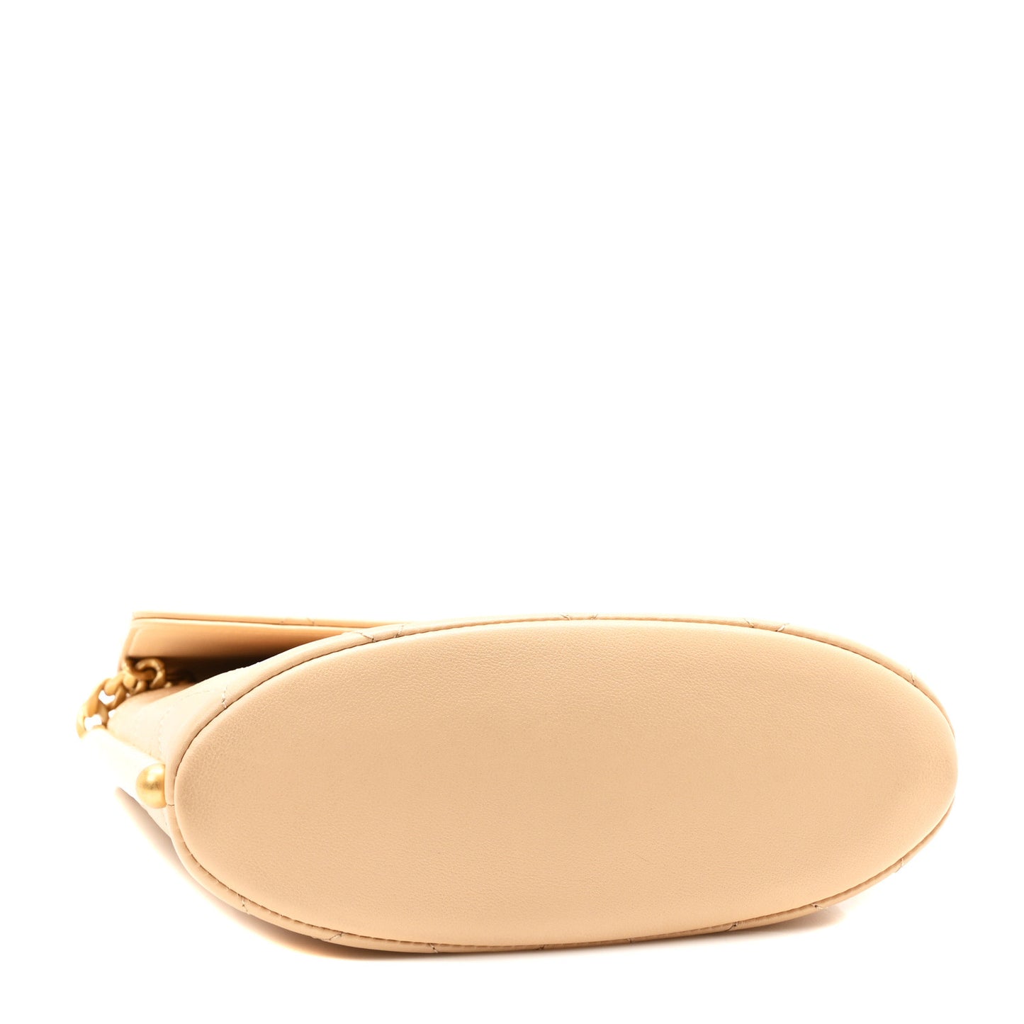 Calfskin Quilted Pearl Small Hobo Bag Beige
