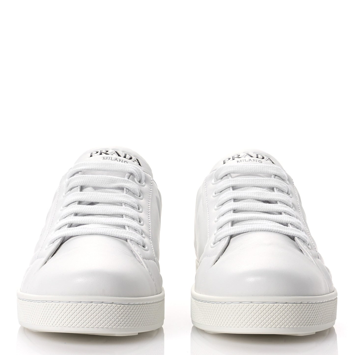 Nappa Logo Embossed Womens Low Top Sneakers 38.5 White