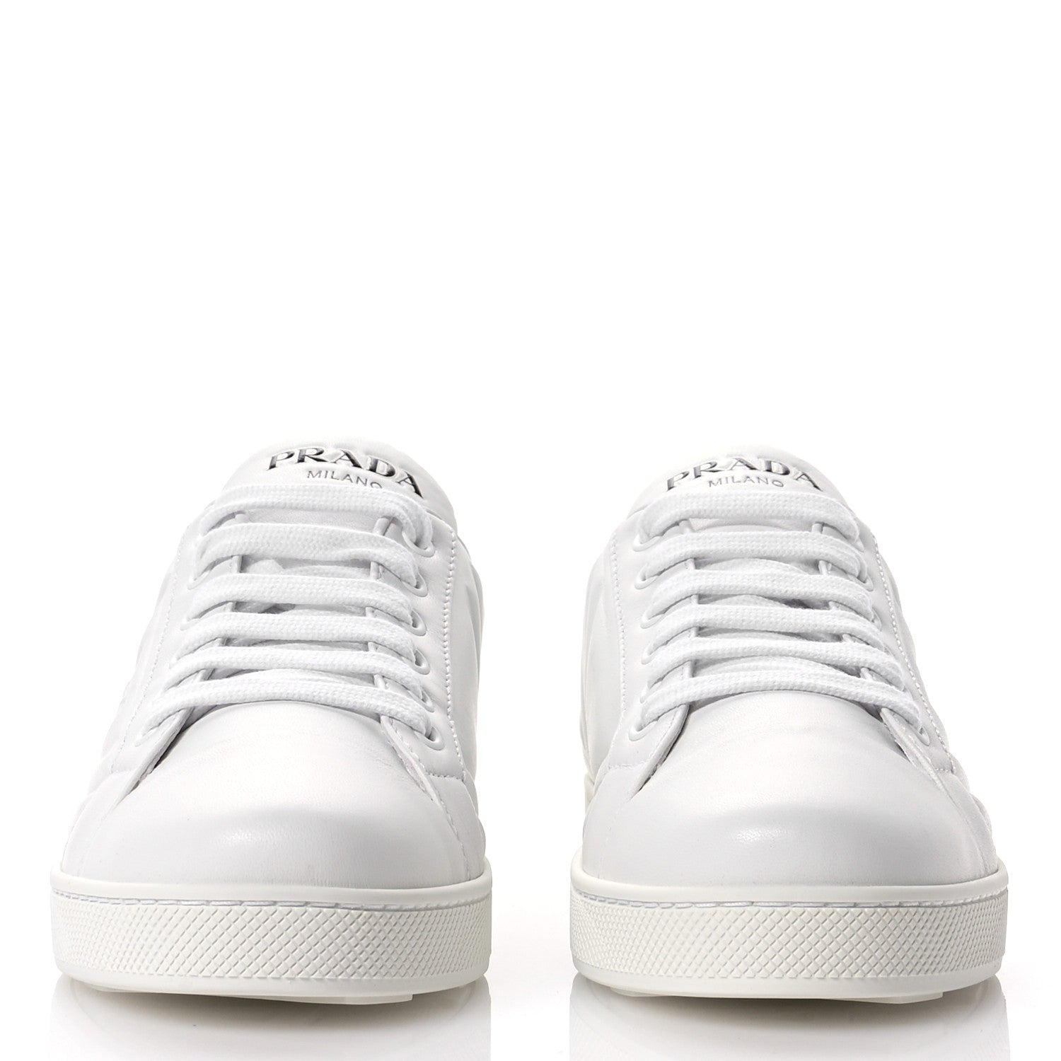 Prada Nappa Logo Embossed Womens Low Top Sneakers 38.5 White 3 of 7