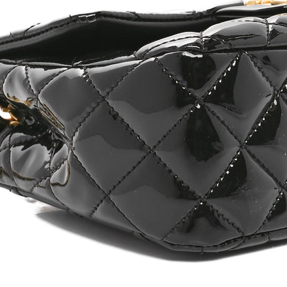 Chanel Patent Enamel Quilted Small Coco Hearts Square Flap Black 9 of 10