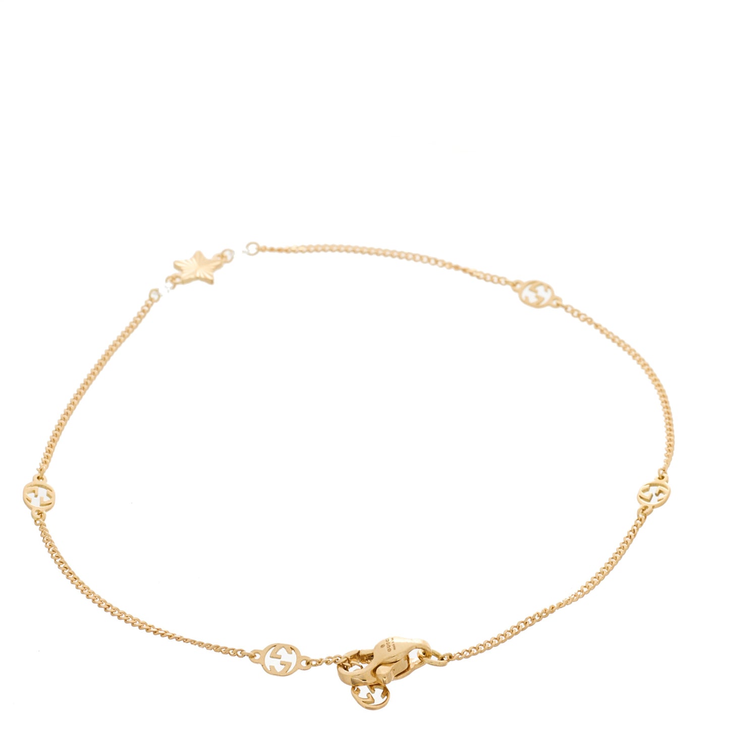 18K Yellow Gold Diamond Star GG Station Bracelet