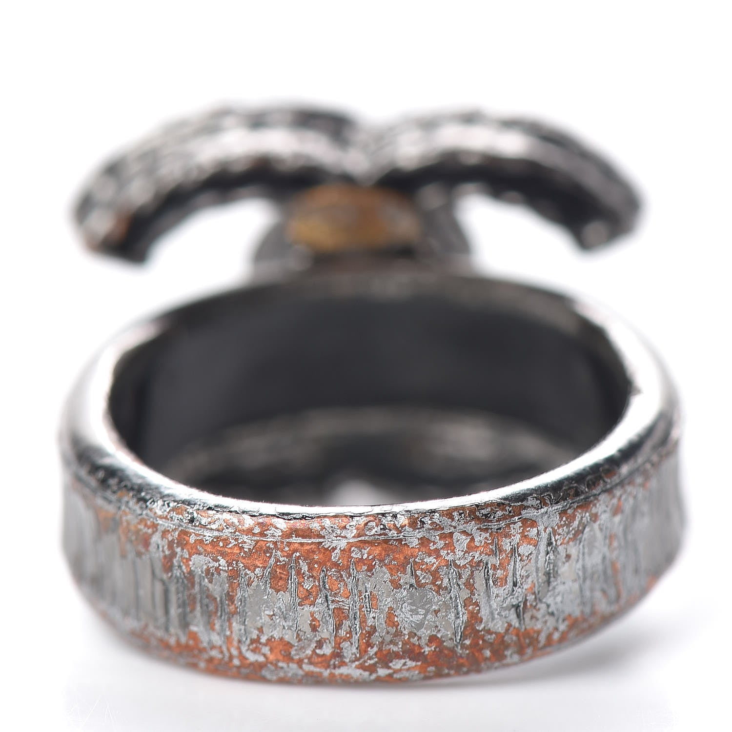 Chanel Ruthenium Crystal CC Ring 5.5 Black 4 of 6