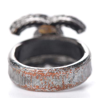 Chanel Ruthenium Crystal CC Ring 5.5 Black 4 of 6