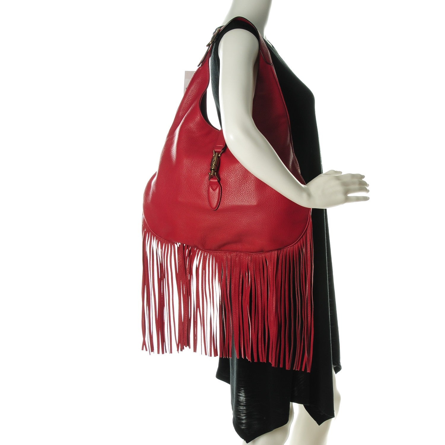 Gucci Cellarius Calfskin Large New Jackie Nouveau Fringe Hobo Red Flame 2 of 7