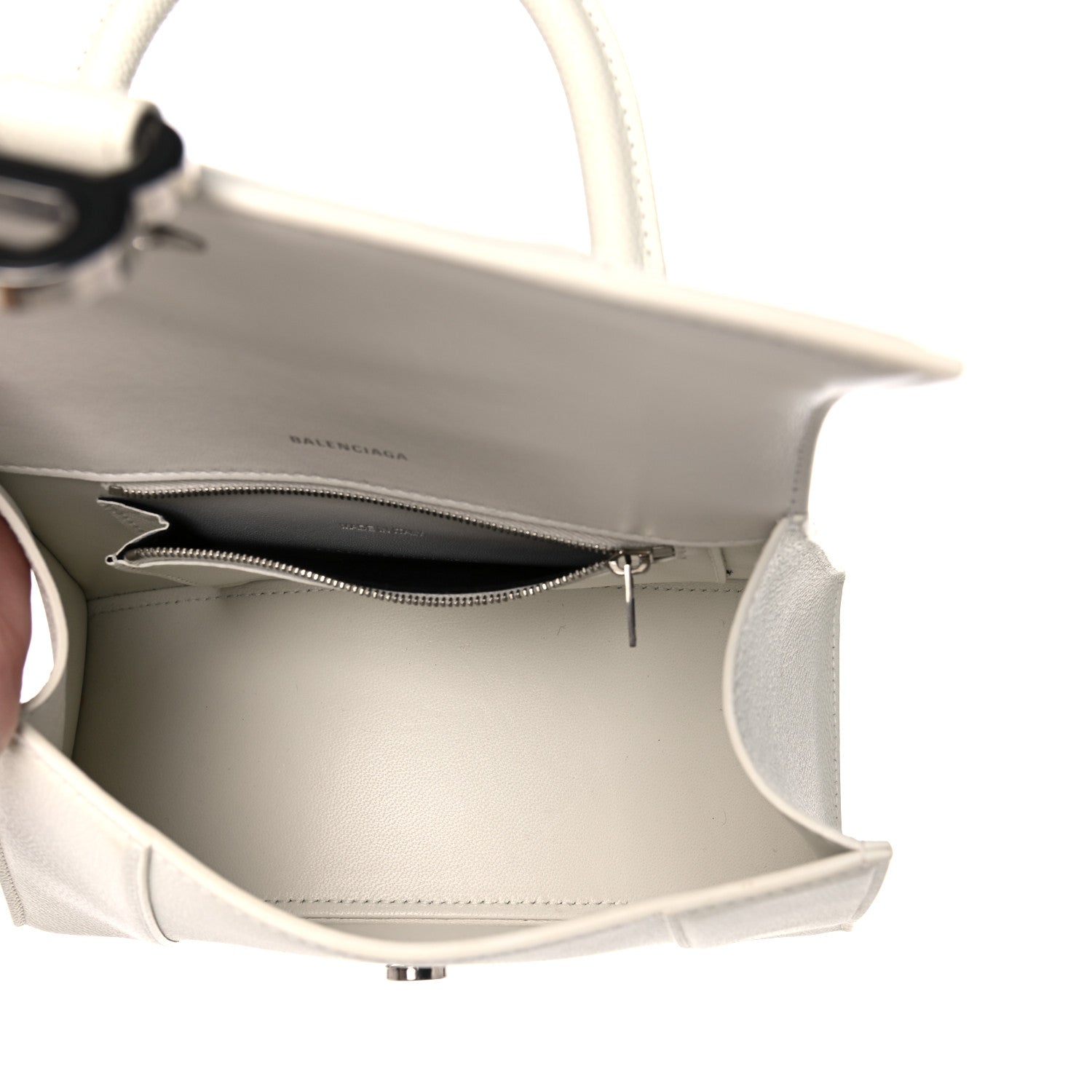 Balenciaga Grained Calfskin Small Hourglass Top Handle Bag White 5 of 12