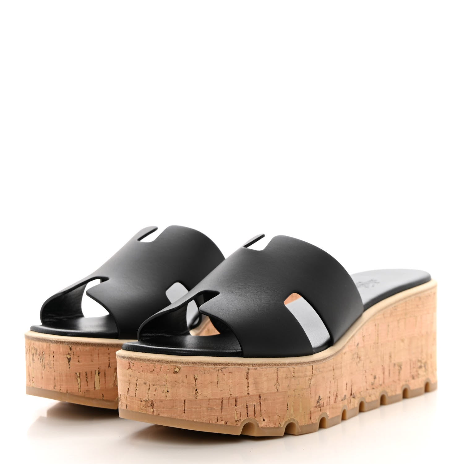 Hermes Calfskin Cork Eze 30 Sandals 40 Black 3 of 9