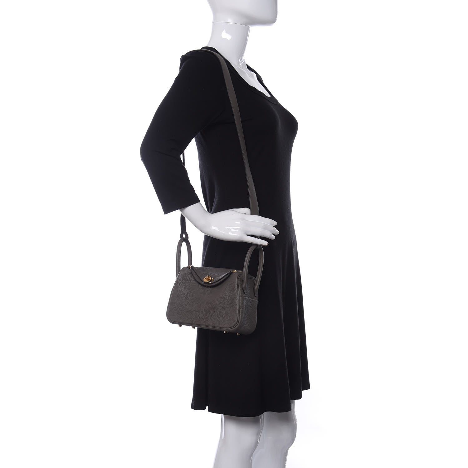 Hermes Taurillon Clemence Mini Lindy 20 Etain 2 of 11