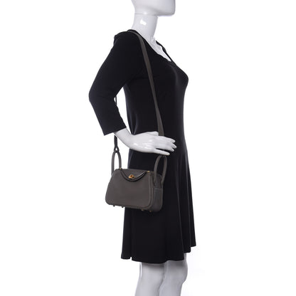 Hermes Taurillon Clemence Mini Lindy 20 Etain 2 of 11