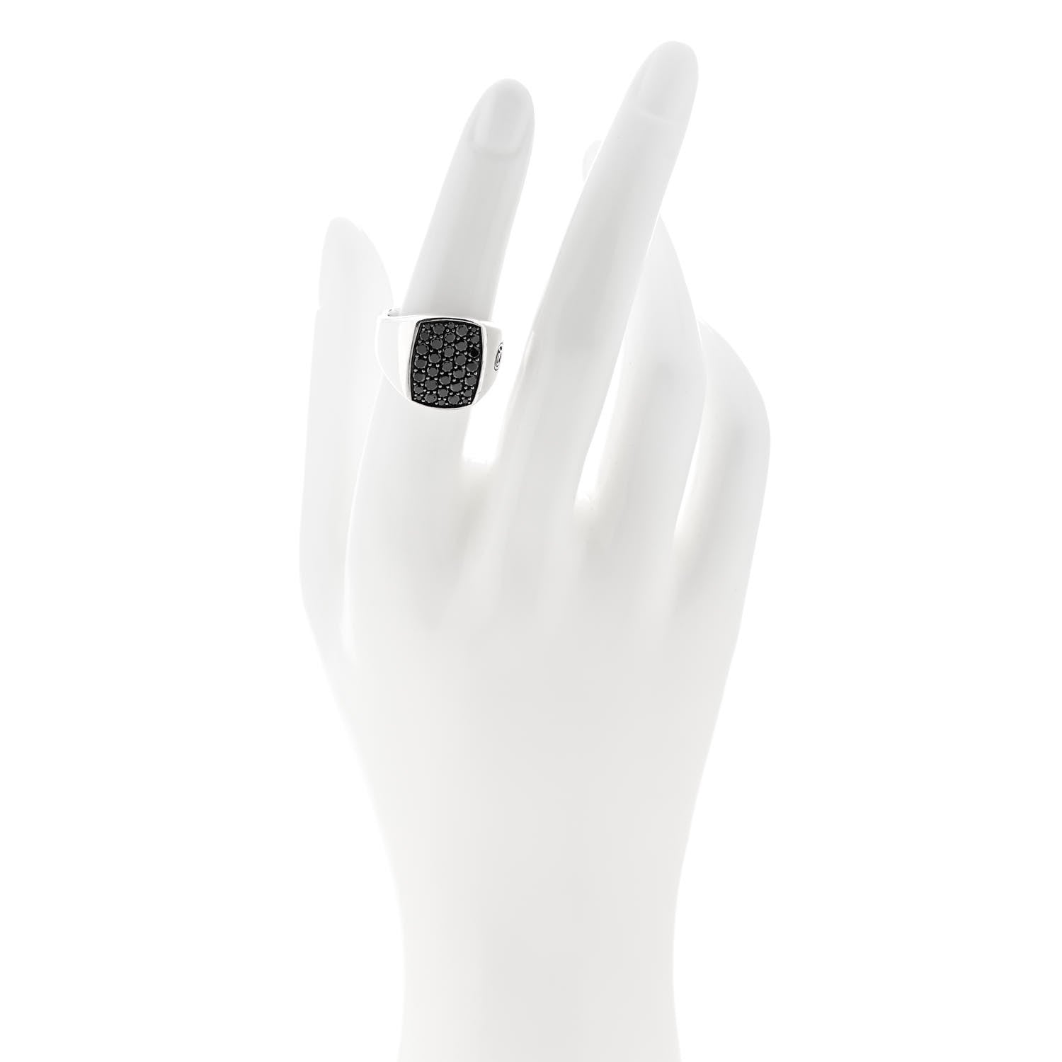 David Yurman Sterling Silver Black Diamond Streamline Signet Ring 52 6 2 of 6
