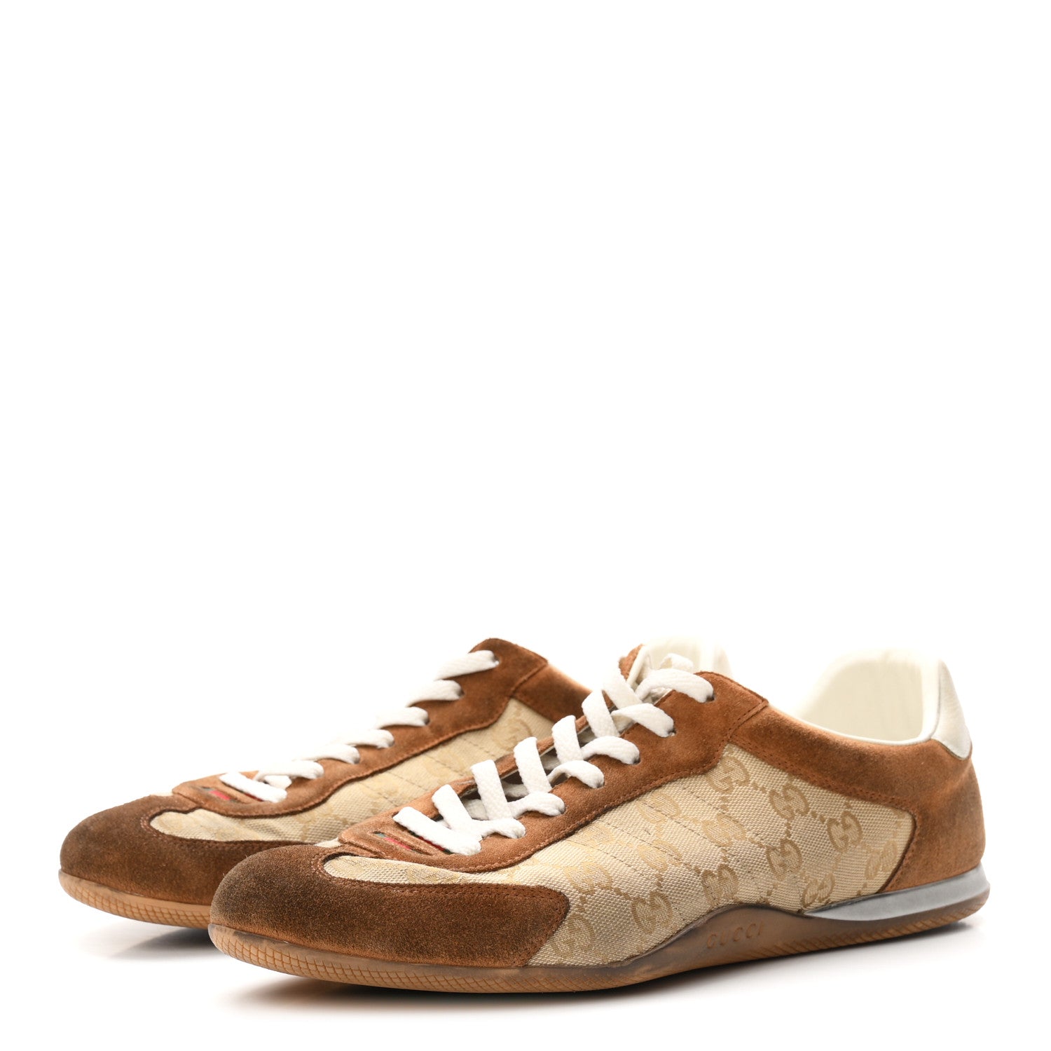 Gucci GG Monogram Suede Web Mens Shift Sneakers 10.5 Beige Brown 4 of 9