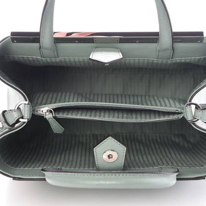 Fendi Vitello Elite Flamingo Petite 2Jours Tote Menta 6 of 8