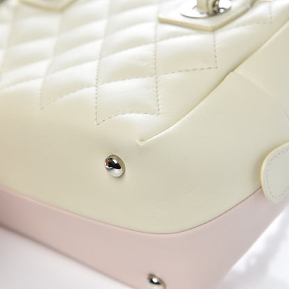 Chanel Calfskin Quilted Feather Weight Bowling Bag Ivory Light Pink 11 of 11