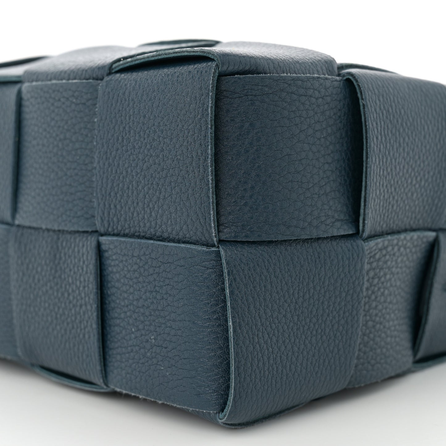 Grained Calfskin Maxi Intrecciato Brick Cassette Bag Deep Blue