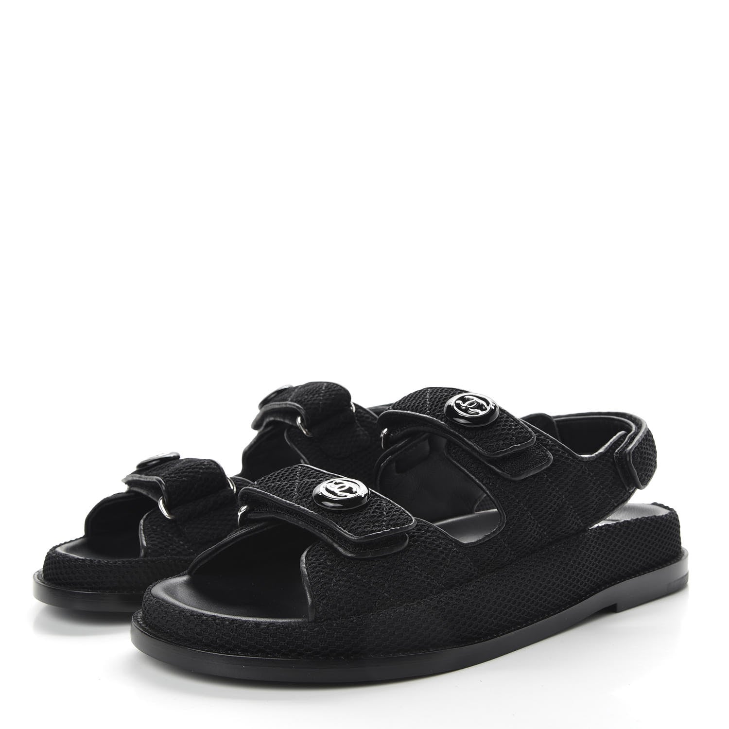 Chanel Mesh Velcro Dad Sandals 38.5 Black 3 of 10