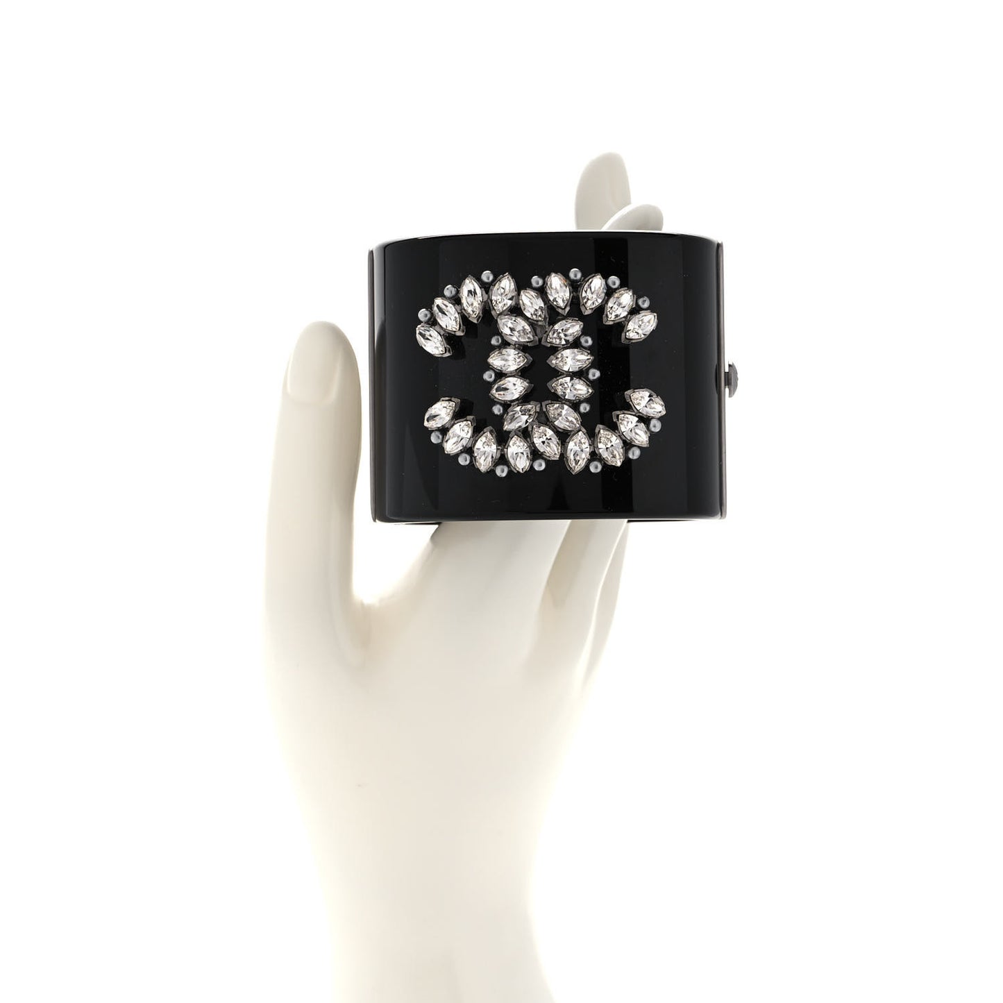 Resin Crystal Pearl CC Cuff Black