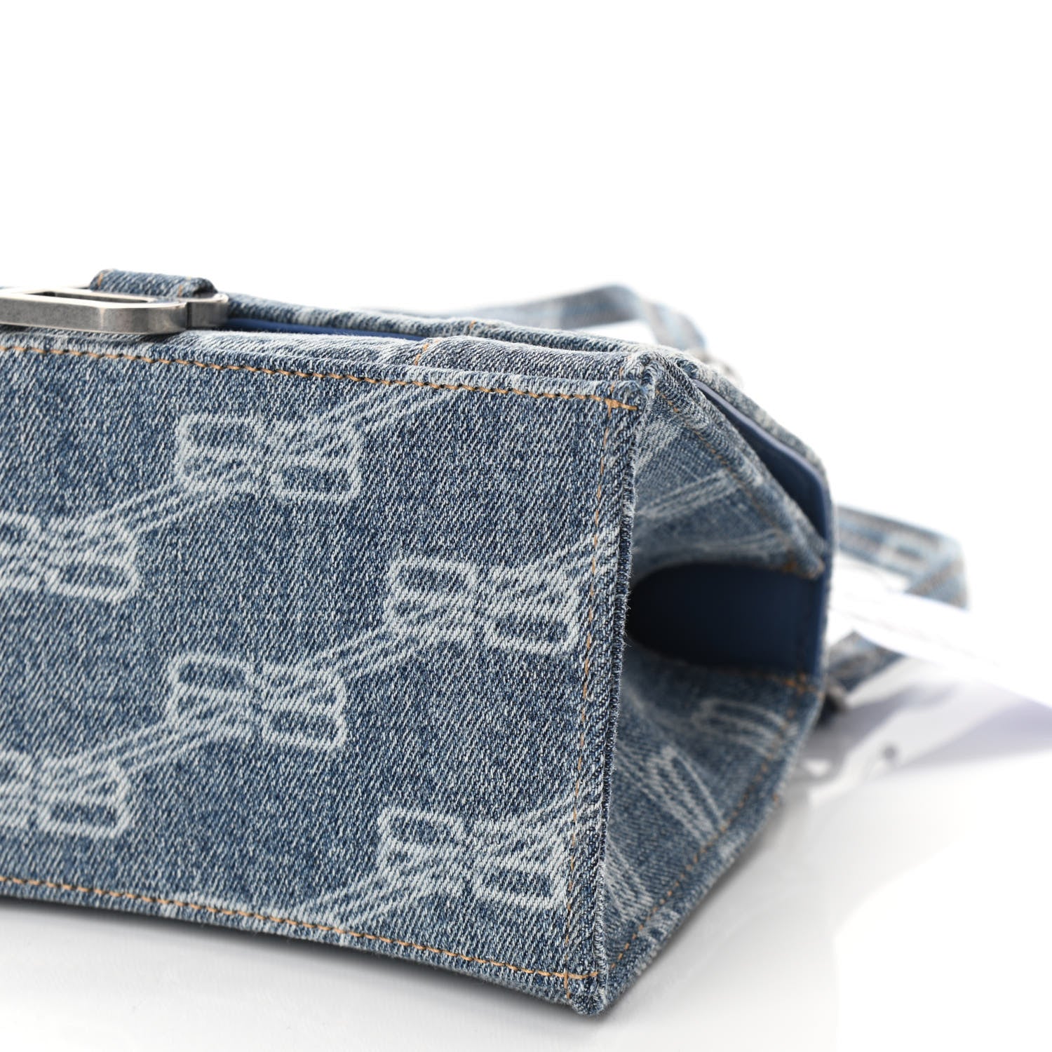 Balenciaga Denim BB Monogram Small Hourglass Top Handle Bag Blue 9 of 9