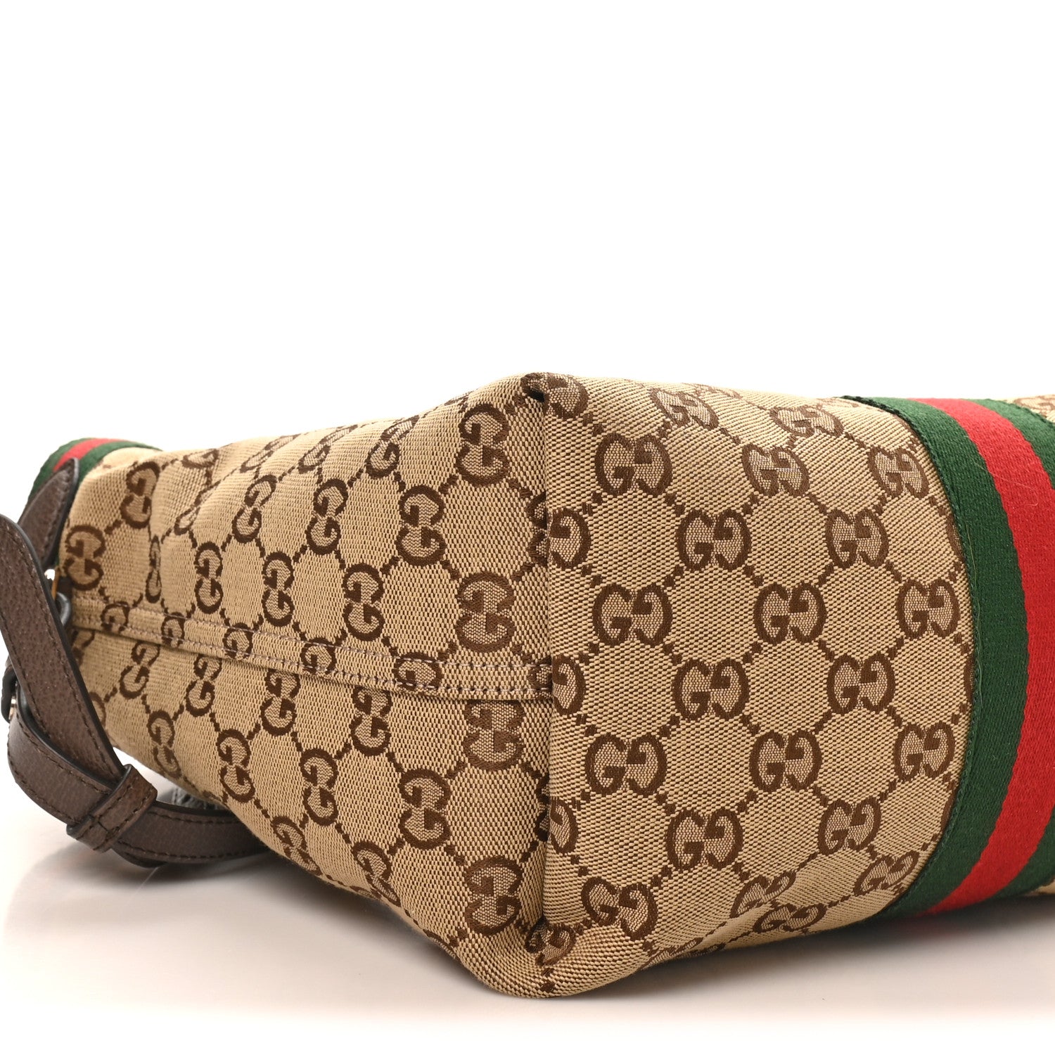 Gucci Monogram Web Small Giglio Tote Beige Dark Brown 7 of 9