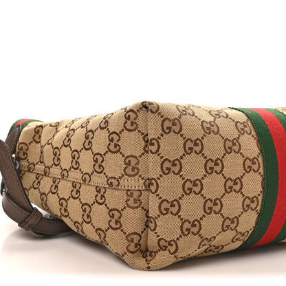 Gucci Monogram Web Small Giglio Tote Beige Dark Brown 7 of 9