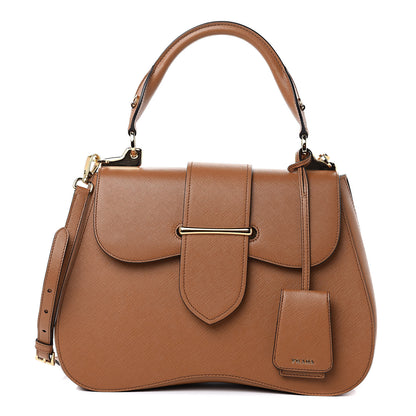 Prada Saffiano Lux Large Sidonie Top Handle Bag Caramel 1 of 10
