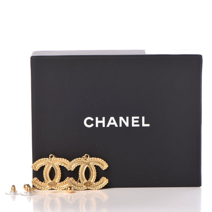 Chanel CC Drop Earrings Matte Gold 5 of 5