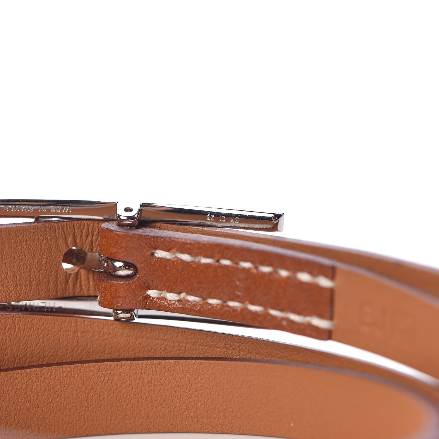 Hermes Tadelakt Hapi 3 MM Triple Tour Bracelet S Fauve 5 of 7