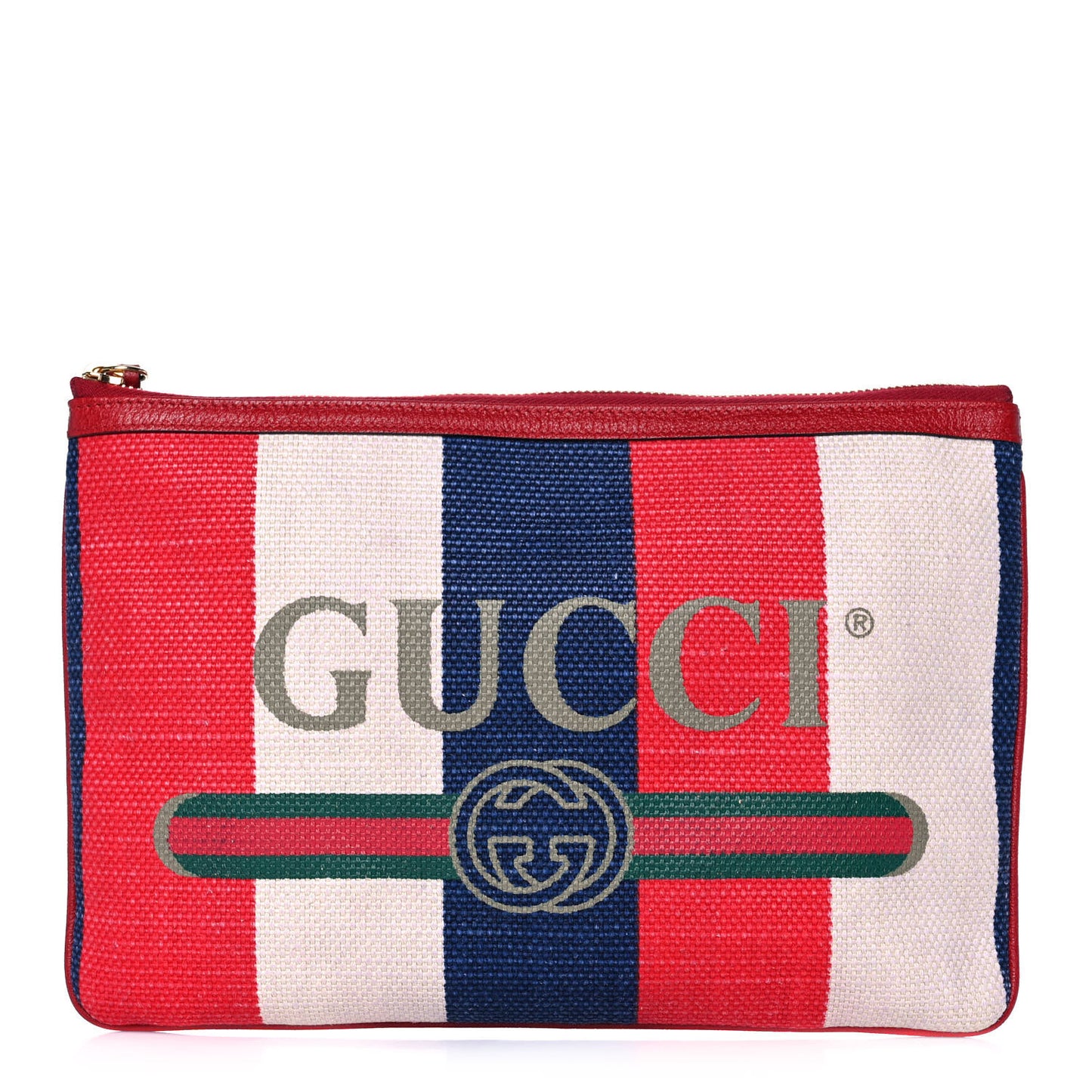 Canvas Sylvie Stripe Logo Zip Pouch Mystic White Hibiscus Red Maritime