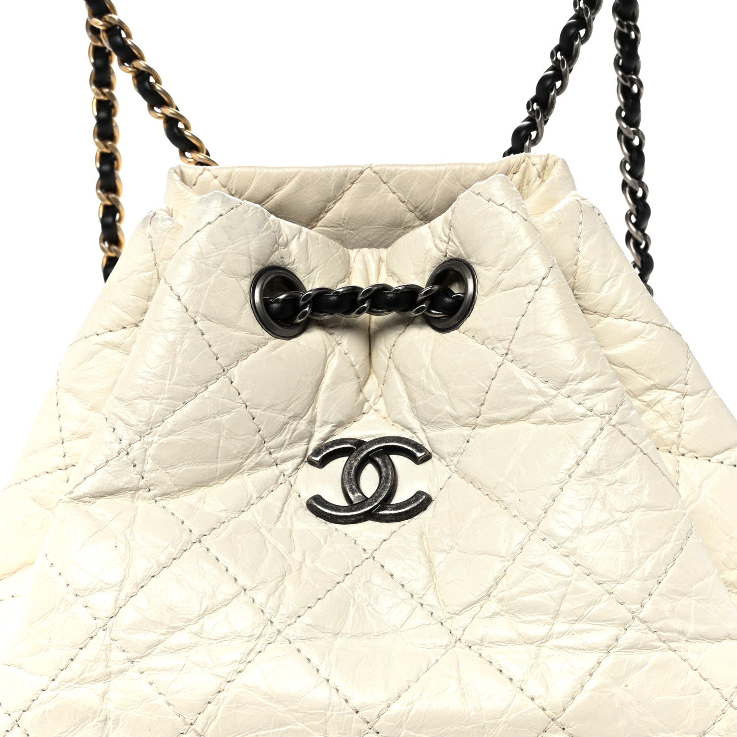 Chanel Aged Calfskin Quilted Gabrielle Backpack Black White 1912249 – FASHIONPHILE