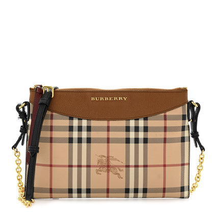 Burberry Haymarket Check Peyton Crossbody Clutch Bag Toffee 1 of 15