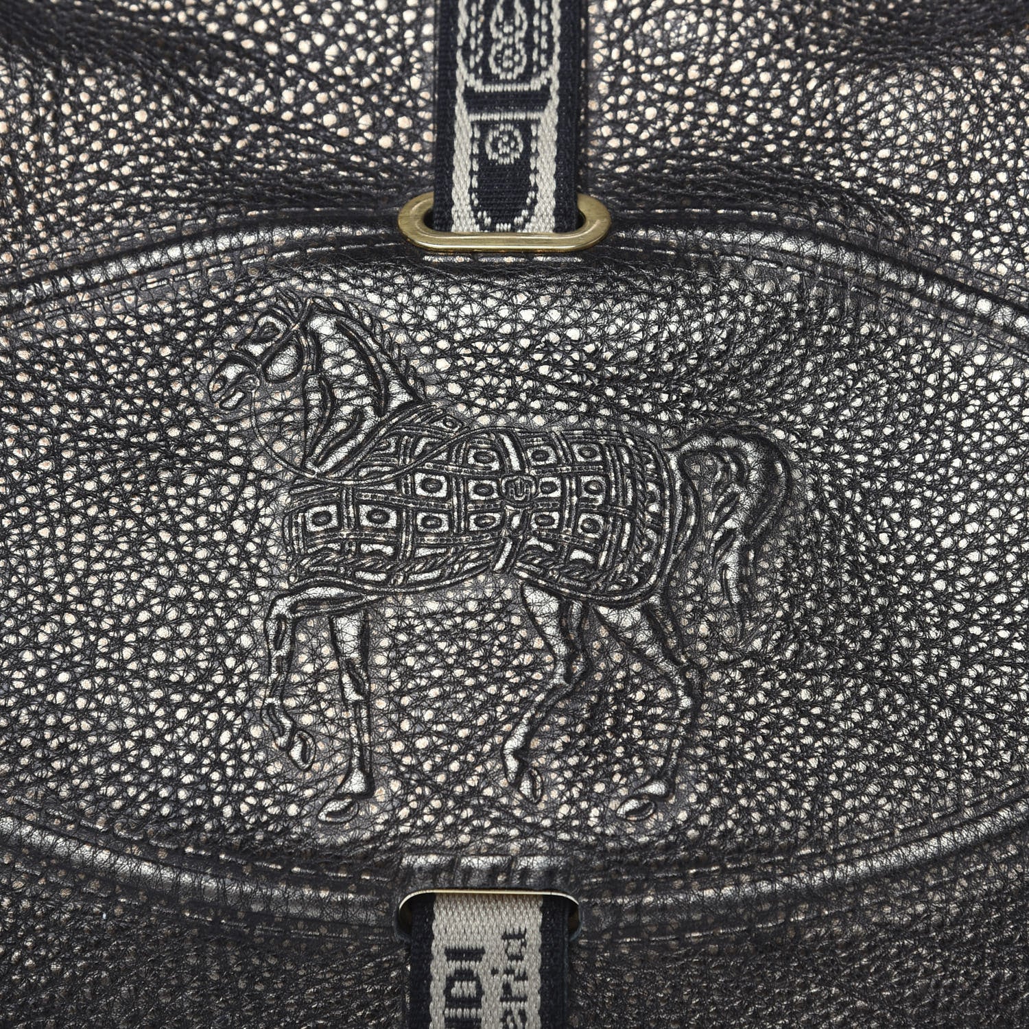 Fendi Metallic Calfskin Romano Selleria Large Villa Borghese Tote Black 13 of 13