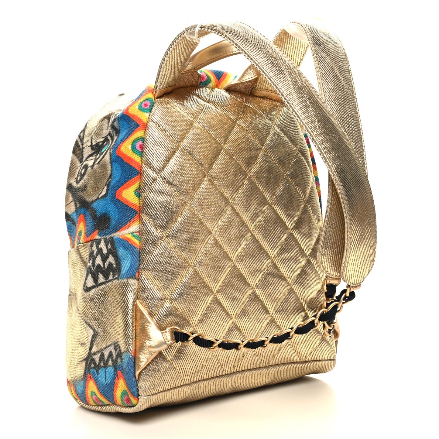 Graffiti Printed Canvas Street Spirit Backpack Multicolor