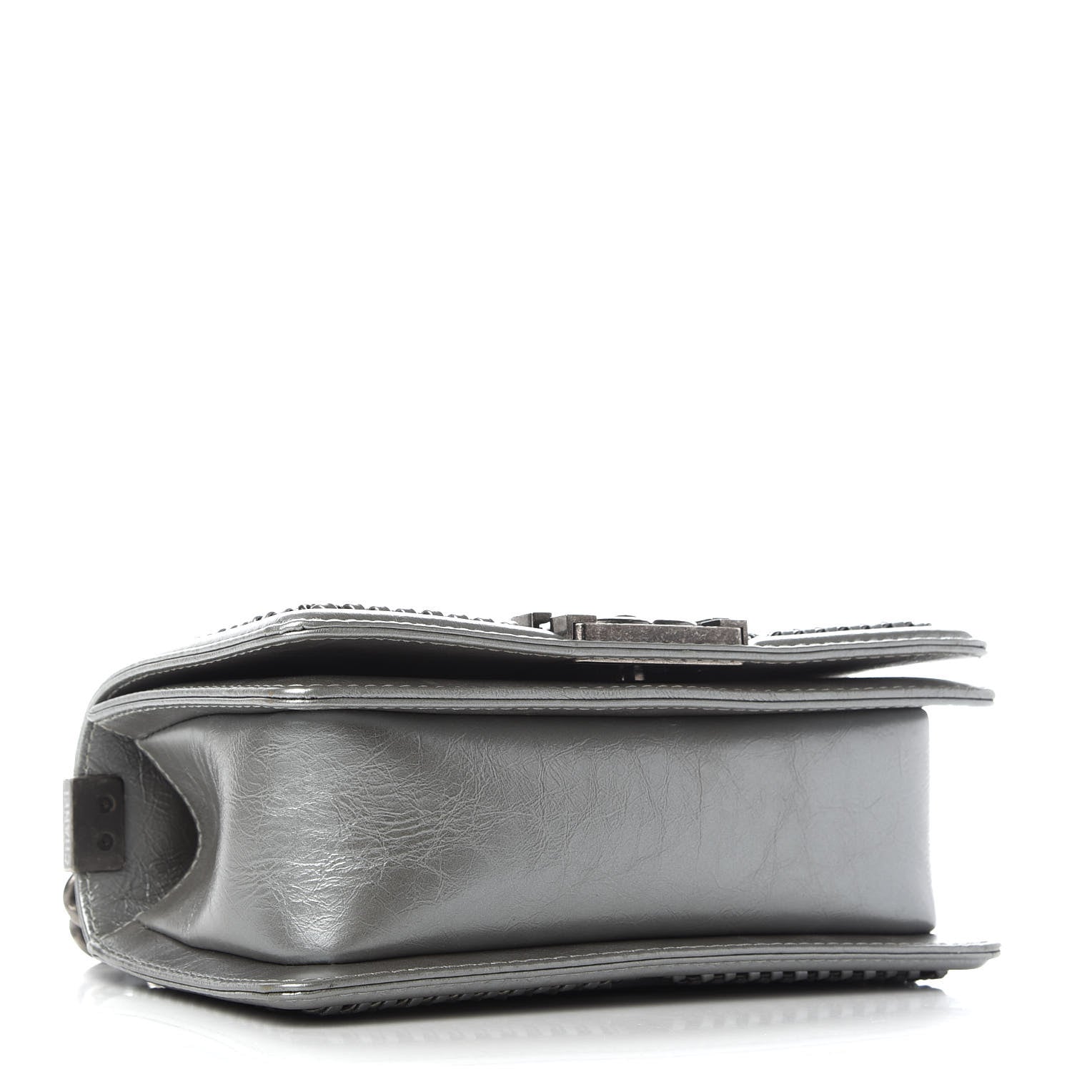 Chanel Metallic Aged Calfskin Quilted Small Boy Handle Flap Charcoal 3 of 8